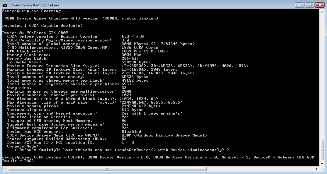 Valid Results from deviceQuery CUDA Sample.